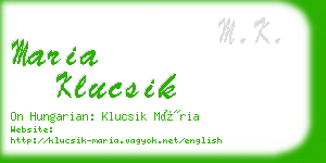 maria klucsik business card